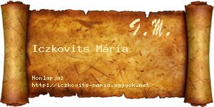 Iczkovits Mária névjegykártya
